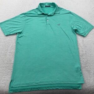 Southern Marsh Mens Performance Polo Shirt Green Space Dye Short Sleeve Size M